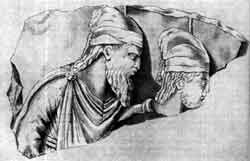 Барельеф с изображением скифских царей Скилура и его сына Палака. II в. до н. э